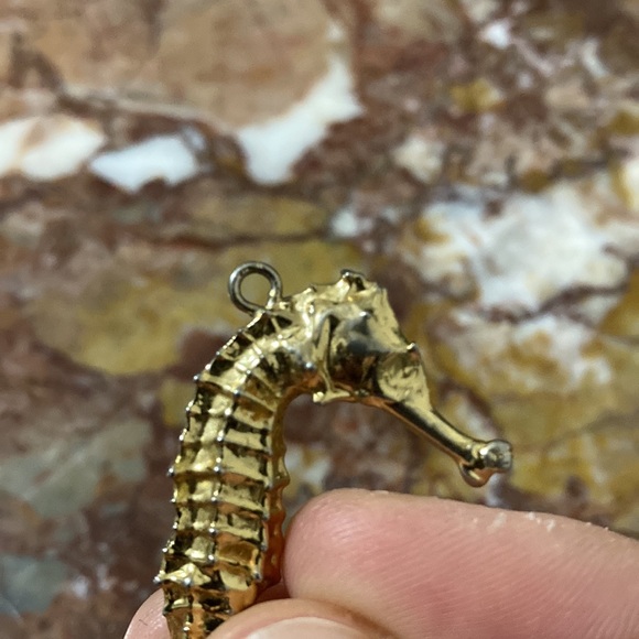 Gold-Colored Metal Seahorse Pendant - Picture 7 of 8